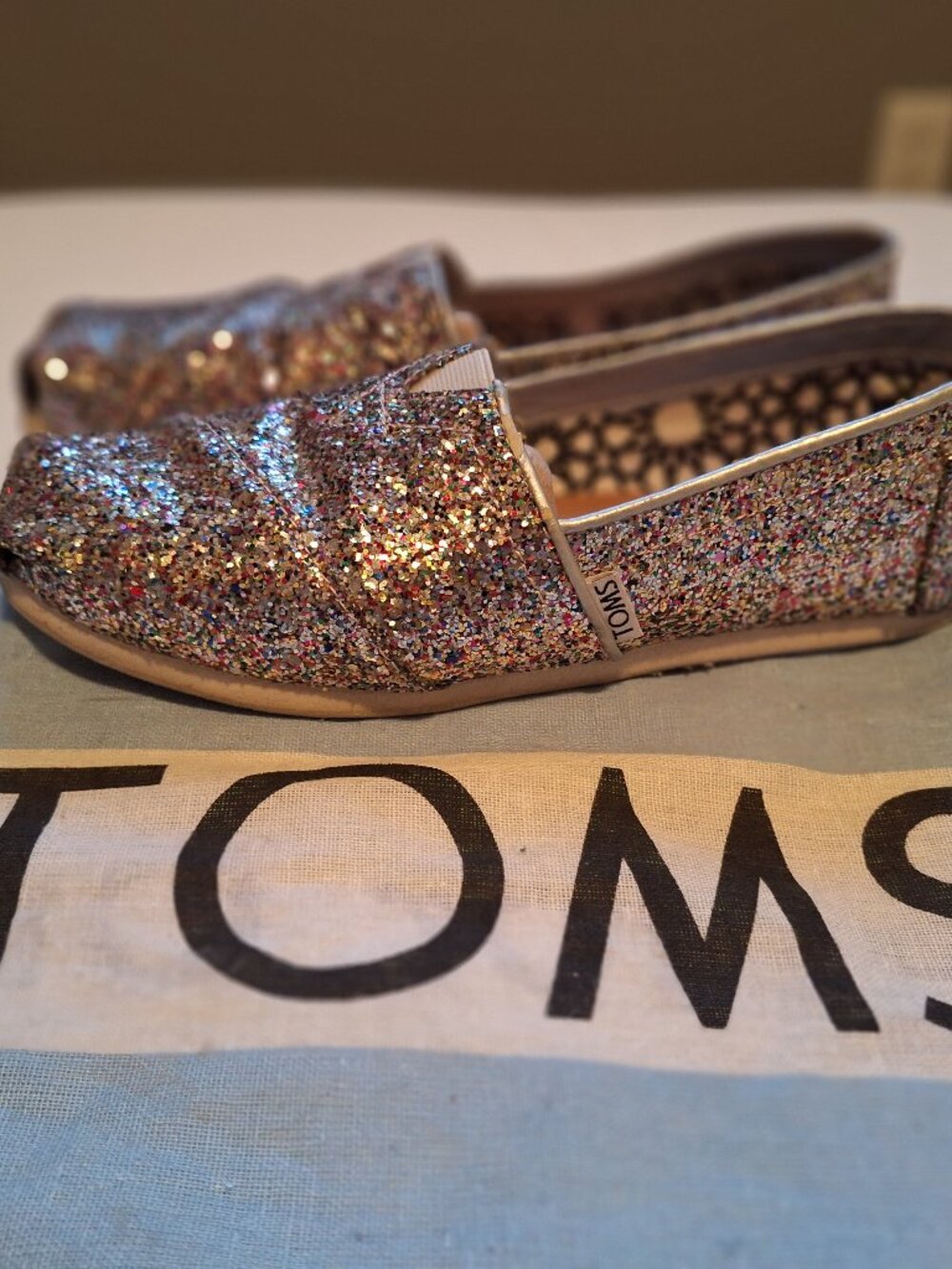 Toms multicolor glitter slip-ons